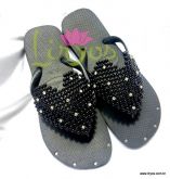 Coração preto com strass