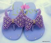 Alium lilas com laço e pontos de strass